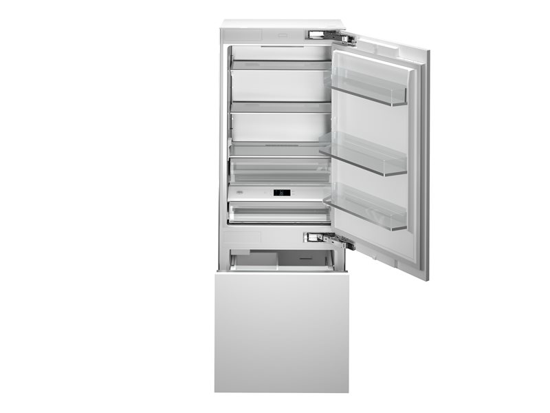 90cm built-in bottom mount refrigerator, panel ready with ice maker and water dispenser | Bertazzoni - Panel Ready